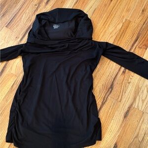 Black Hooded Long Sleeve Top
